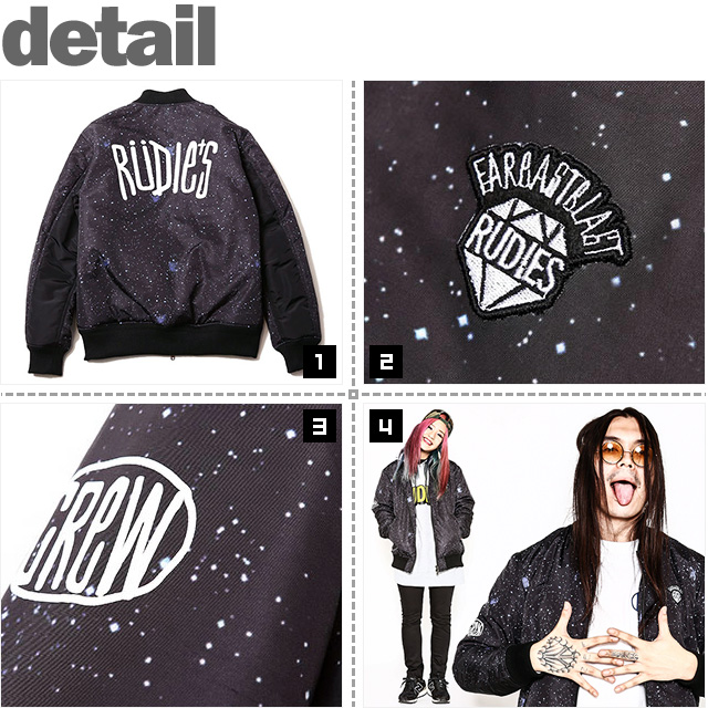 (ルーディーズ) RUDIE'S DRAWING GALAXY BLOUSON (JACKET)(84767-GX×BK) ジャケット ブルゾン  MA-1 国内正規品